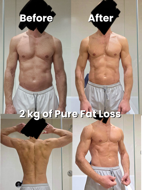 Member transformation — 2 kg of pure fat loss