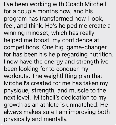 Client testimonial — mindset and competition confidence