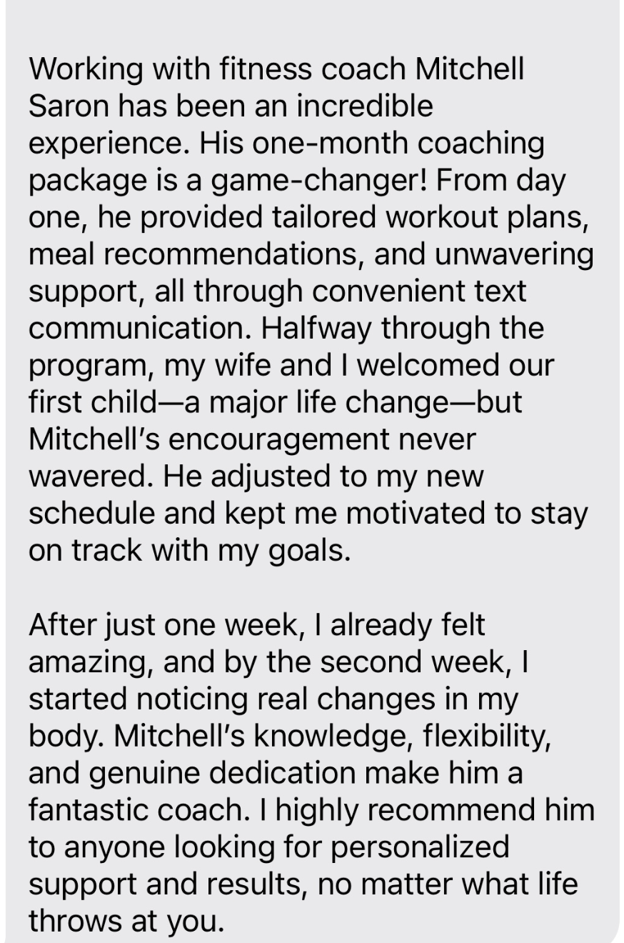 Client testimonial — one-month coaching experience